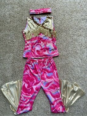 Chasing Fireflies Girls Size 14 Disco Costume Set Bell Bottoms matching Headband